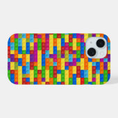 カラフル建物ブロックパターン iPhone 15ケース (裏面横)