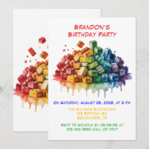 カラフル建物ブロックボーイバースデーパーティー