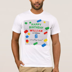カラフル建物ブロック子供の誕生日パパ Tシャツ
