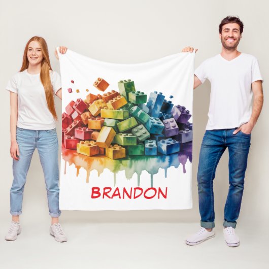 カラフル建物ブロック爆破バースデーパーティー フリースブランケット (インサイチュ)