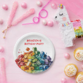 カラフル建物ブロック爆破バースデーパーティー ペーパープレート (パーティー)