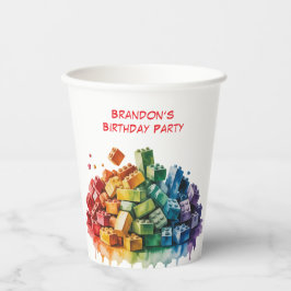 カラフル建物ブロック爆破バースデーパーティー 紙コップ