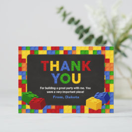 カラフル建物ブロック誕生日ボーイ サンキューカード
