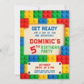 カラフル建物ブロック誕生日子供へ 招待状 (正面)