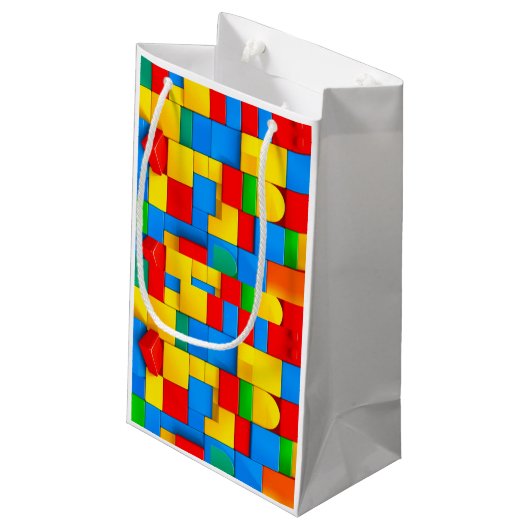 カラフル建物ブロック誕生日抱き枕 スモールペーパーバッグ (裏面アングル)
