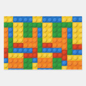 カラフル建物ブロック誕生日 ラッピングペーパーシート (正面)