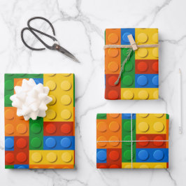 カラフル建物ブロック誕生日 ラッピングペーパーシート