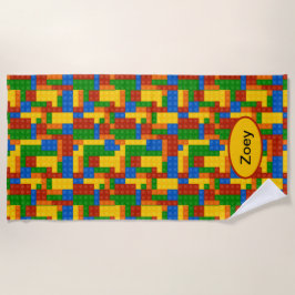 カラフル建物レンガのキッシパーソナライズされたュ ビーチタオル