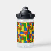 カラフル建物レンガの子供 ウォーターボトル (背面)