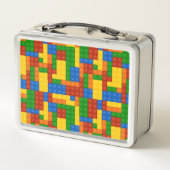 カラフル建物レンガの子供 メタルランチボックス (裏面)