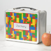 カラフル建物レンガの子供 メタルランチボックス (インサイチュ)