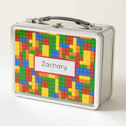 カラフル建物レンガの子供 メタルランチボックス (正面)