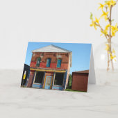 カラフル建物 カード (黄色い花)