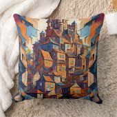 カラフル建物 クッション (ブランケット)