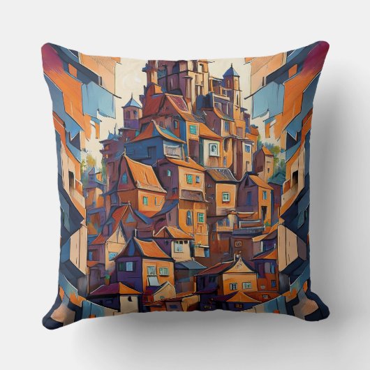 カラフル建物 クッション (裏面)