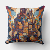カラフル建物 クッション (正面)