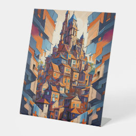 カラフル建物 台座サイン