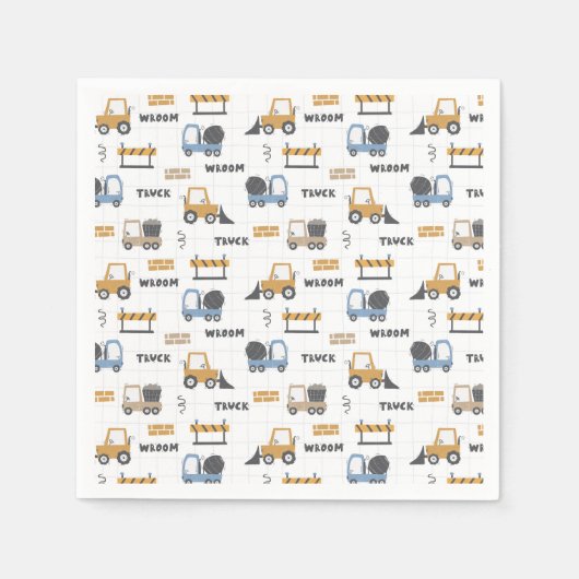 カラフル建築トラックのパターン スタンダードカクテルナプキン (正面)