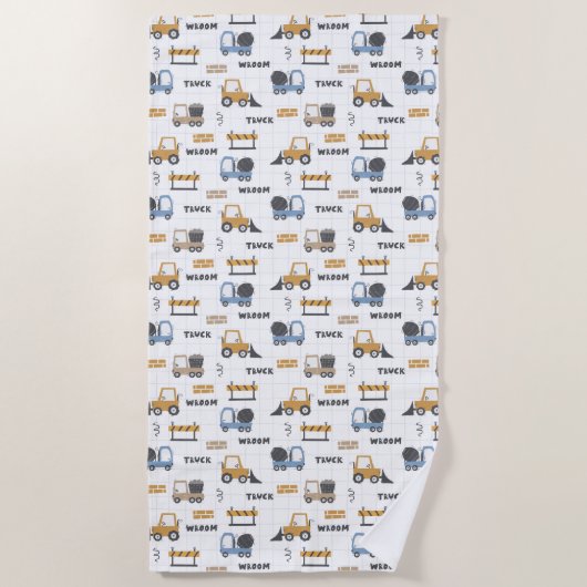 カラフル建築トラックのパターン ビーチタオル (正面)