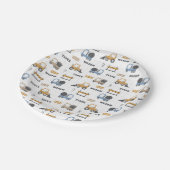 カラフル建築トラックのパターン ペーパープレート (アングル)