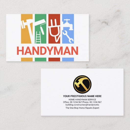 カラフル建築手利道具ストライプ 名刺 (正面/裏面)