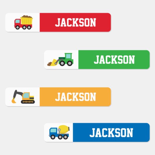 カラフル建築車少年パーソナライズされた ラベル (グループ)