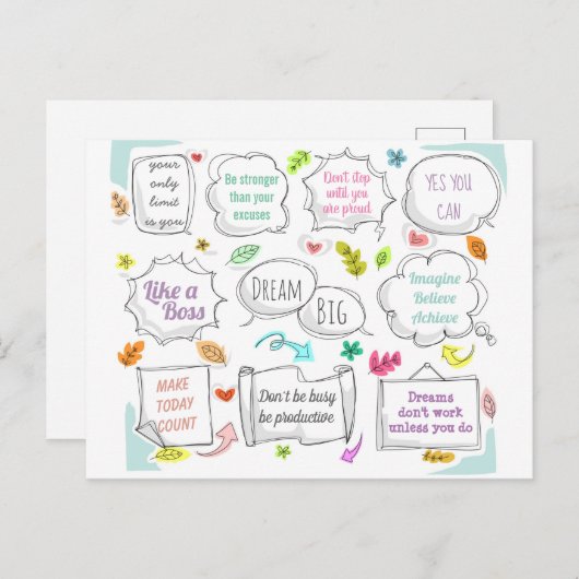 カラフル引用文の吹き出しゴール ポストカード (正面/裏面)