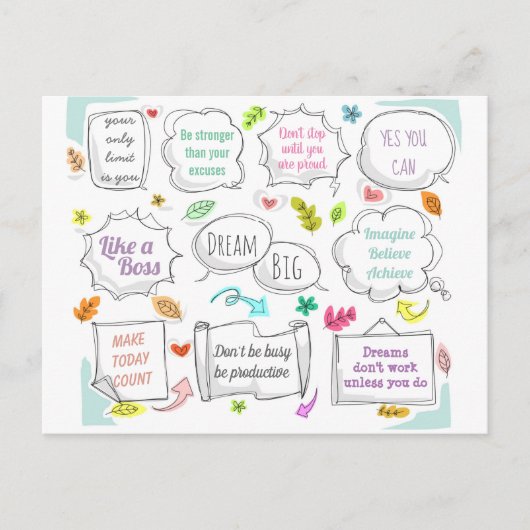 カラフル引用文の吹き出しゴール ポストカード (正面)