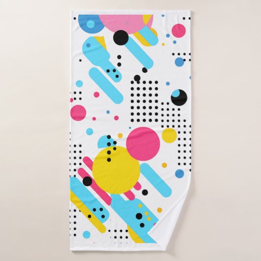 カラフル形よくはしゃぐ形とドットの背景 バスタオルセット (バスタオル)