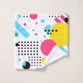 カラフル形よくはしゃぐ形とドットの背景 バスタオルセット (ウォッシュタオル)