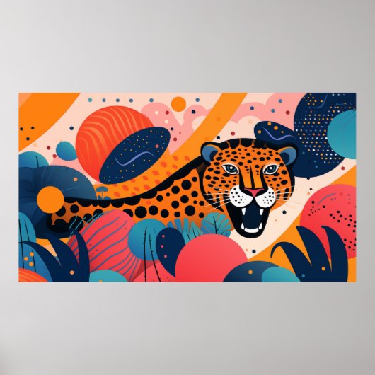カラフル形環境で斑点のある動物 ポスター (正面)