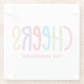 カラフル応援グパーソナライズされたラスコアスター ガラスコースター (裏面)