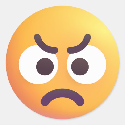 カラフル怒顔かわいいおもしろい絵文字 ラウンドシール (正面)