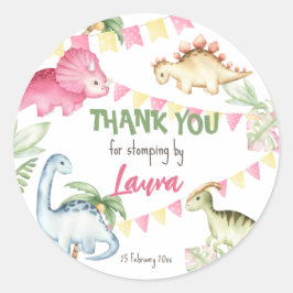 カラフル恐竜のバースディ感謝していーパーティー ラウンドシール