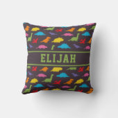 カラフル恐竜のパターン、キッズパーソナライズされた クッション (裏面)