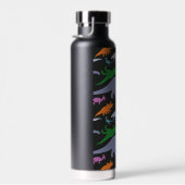 カラフル恐竜のパターン(黒) ウォーターボトル (右面)