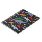 カラフル恐竜のパターン（黒） ノートブック (左側)