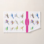 カラフル恐竜の名前はピンク バスタオルセット (ハンドタオル)