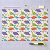 カラフル恐竜の継ぎ目のない模様 薄葉紙 (クラフト)