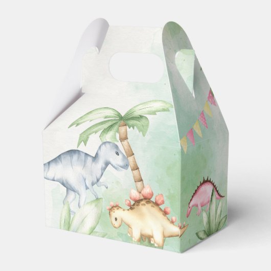カラフル恐竜の誕生パーソナライズされた党名 フェイバーボックス (裏面サイド)