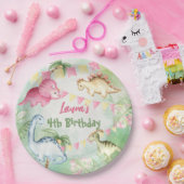 カラフル恐竜の誕生パーソナライズされた党名 ペーパープレート (パーティー)