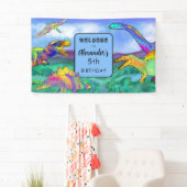 カラフル恐竜の誕生会パーソナライズされた 横断幕 (インサイチュ)