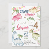 カラフル恐竜の誕生会 招待状 (正面)