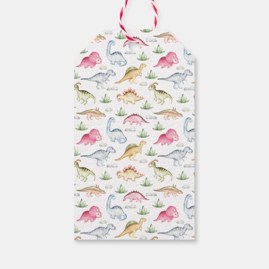 カラフル恐竜の誕生感謝していパーティー ギフトタグ (裏面)