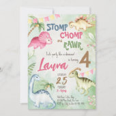 カラフル恐竜の誕生日パーティー 招待状 (正面)