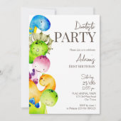 カラフル恐竜の誕生日パーティー 招待状 (正面)