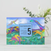 カラフル恐竜の誕生日パーティー 招待状 (スタンド正面)