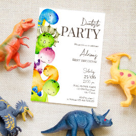 カラフル恐竜の誕生日パーティー 招待状