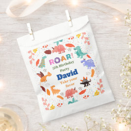 カラフル恐竜をテーマにした誕生日パーティー フェイバーバッグ