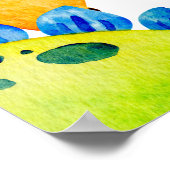 カラフル恐竜パーティーパーソナライズされた歓迎サイン ポスター (角)